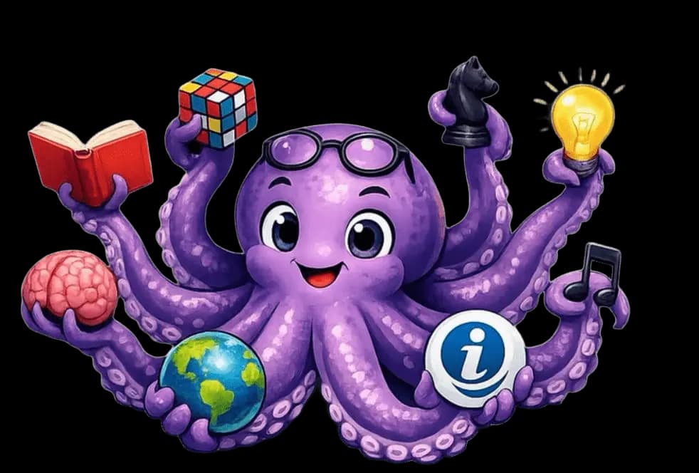 Intelektopus — Mascote que representa a inteligência adaptável e o equilíbrio entre razão e emoção